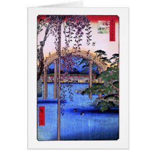藤 太 鼓 橋, 広 Wisteria und Arched Bridge, Hiroshige.