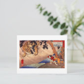 虎 と 闘 年, Boy Fights Tiger, Kuniyoshi, Ukiyoshiう Postkarte (Stehend Vorderseite)