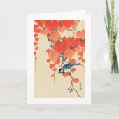 赤い蔦に鳥, 古邨 Vogel auf rotem Efeu, Koson, Ukiyo-e Karte (Vorderseite)