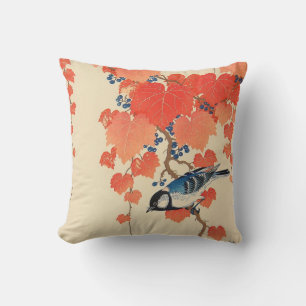 赤い蔦に鳥, 古邨 Vogel auf rotem Efeu, Koson, Ukiyo-e Kissen