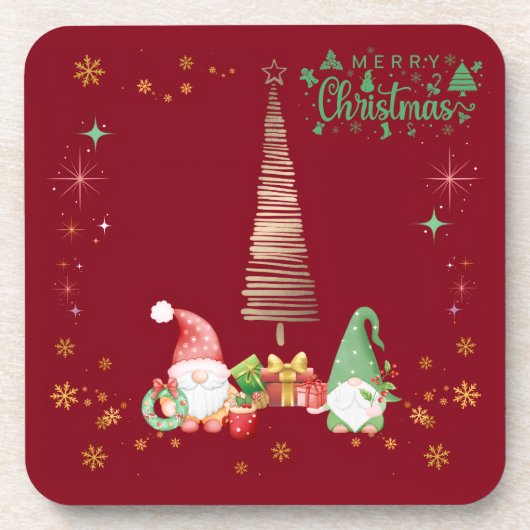 赤色かわいいサンタさんクリスマス♡ GETRÄNKEUNTERSETZER (Vorderseite)