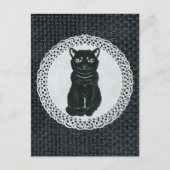 越後(日本国新潟県)の黒猫・切り絵 Postcard Postkarte (Vorderseite)