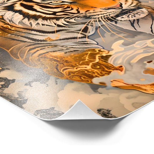 躍動感あふれる虎の一歩/A tiger full of motion Fotodruck (Ecke)