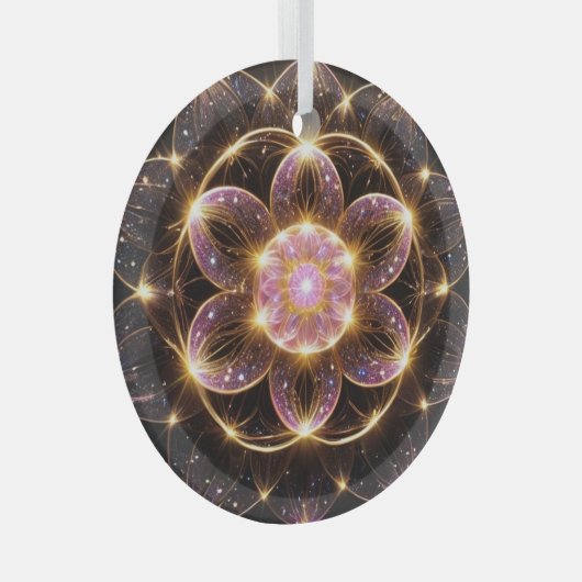 輝くピンクの華 ORNAMENT AUS GLAS (Vorderseite Rechts)