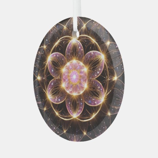 輝くピンクの華 ORNAMENT AUS GLAS (Vorderseite links)