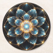 輝く青い花(曼陀羅) RUNDER PAPPUNTERSETZER (Vorderseite)