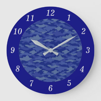 迷彩 ブルー ラウンド壁時計 GROßE WANDUHR