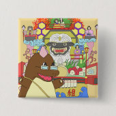 道の駅くじ やませ土風館オリジナルキャラクターどっふぅくん スクエア缶バッジ BUTTON (Vorderseite)