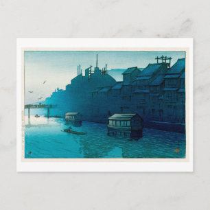 道 頓 堀 朝, Morgen in Dôtonbori, Hasui Kawase, Woodcu Postkarte