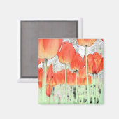 郁 金 香. Rote Tulpe Blume im künstlerischen Stil. Magnet (Vorderseite/Rückseite)