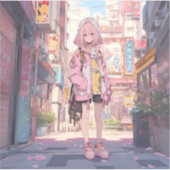 都会の桜色/Urban Pink Seal | 東京娘 GenerartiveAI Aufkleber (Vorderseite)