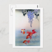 金 と 藤, 小 古 魚 Goldfish und Wisteria Ohara Koson Postkarte (Vorne/Hinten)