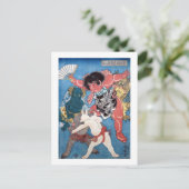 金 太 郎 と 物,国 Kintaro & Animals, Kuniyoshi, Ukiyo-e Postkarte (Stehend Vorderseite)