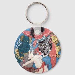 金 太 郎 と 物,国 Kintaro & Animals, Kuniyoshi, Ukiyo-e Schlüsselanhänger