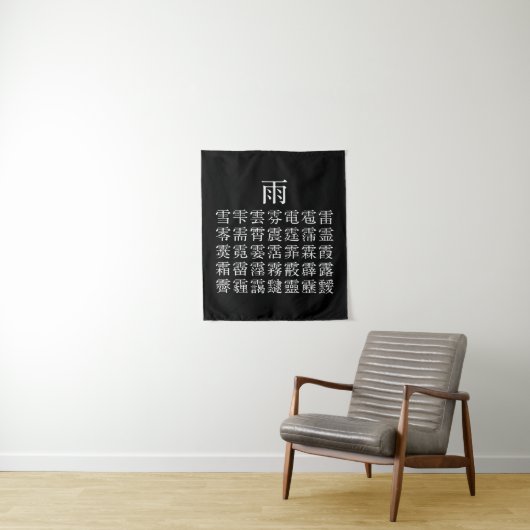 雨と雨冠の漢字 WANDTEPPICH (Beispiel)