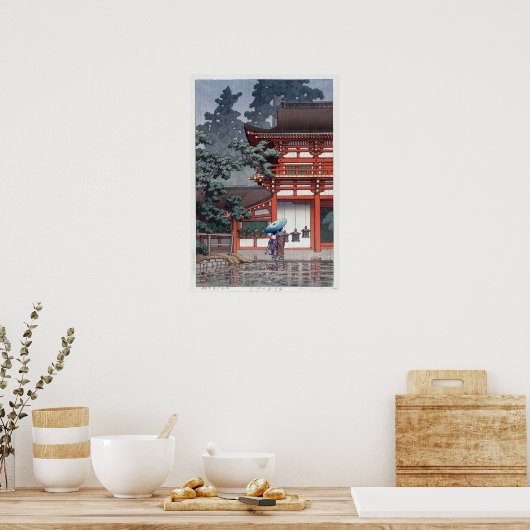 雨の春日大社, 川瀬巴水 Kasuga Shrine in Nara, Hasui Kawase Poster (Küche)
