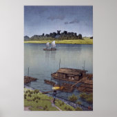 雨 荒 川, 川 巴 の Sommerregen, Arakawa, Hasui Kawase Poster (Vorne)