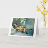 雪中虎図, 北斎 Tiger im Schnee, Hokusai Karte (Gelbe Blume)