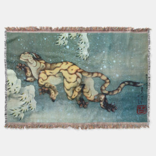 雪中虎図, 北斎 Tiger im Schnee, Hokusai, Kunst Decke