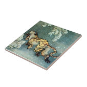 雪中虎図, 北斎 Tiger im Schnee, Hokusai, Kunst Fliese (Seite)