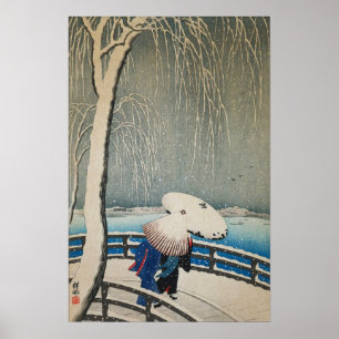 雪 に 傘, 古 邨 Umbrellas in Snow, Koson, Ukiyo-e Poster