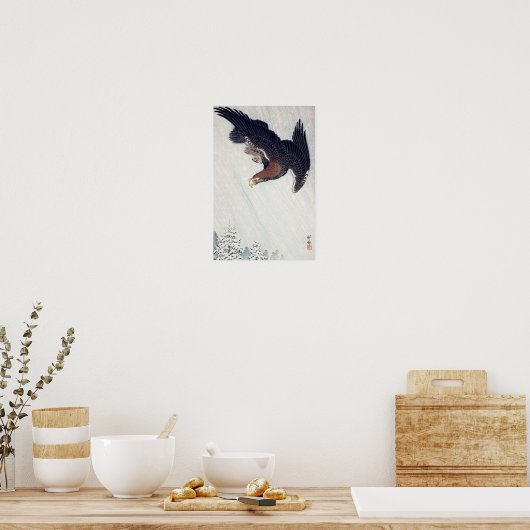 雪 に 鷲, 古 Adler im Schnee, Ohara Koson, Woodcut Poster (Küche)