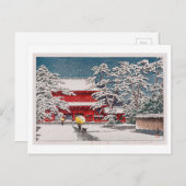 雪 の 増 寺, Zôjô-ji Tempel im Schnee, Hasui Kawase Postkarte (Vorne/Hinten)