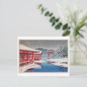 雪 の 宮 島, Miyajima Shrine in Snow, Hasui Kawase Postkarte (Stehend Vorderseite)