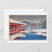 雪 の 宮 島, Miyajima Shrine in Snow, Hasui Kawase Postkarte (Vorne/Hinten)