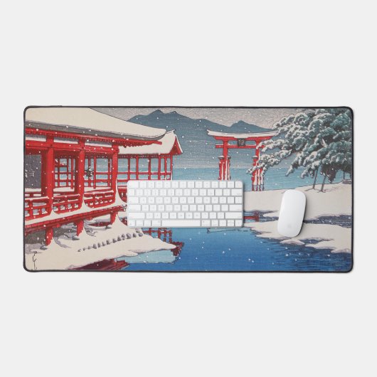 雪 の 宮 島, Miyajima Shrine in Snow, Hasui Kawase Schreibtischunterlage (Tastatur & Maus)