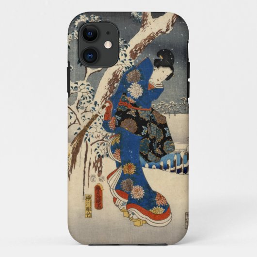 雪 の 者, 豊 Geisya in Snow, Toyokuni, Ukiyo-e, 国 Case-Mate iPhone Hülle (Rückseite)