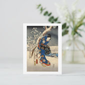 雪 の 者, 豊 Geisya in Snow, Toyokuni, Ukiyo-e, 国 Postkarte (Stehend Vorderseite)