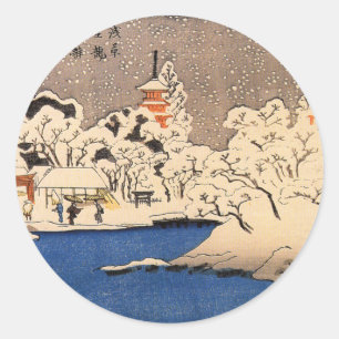 雪 の 草,国 Snowy Asakusa, Kuniyoshi, Ukiyo-e浅 Runder Aufkleber