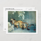 雪 中 図, 北 Tiger im Schnee, Hokusai Postkarte (Vorne/Hinten)