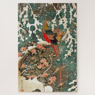 雪 中 錦 鶏 図, 若 冲 Pheasant im Schnee, Jakuchu Puzzle