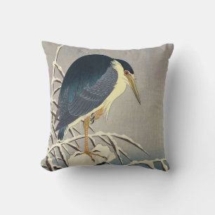 雪 青 ギ, 小 古 に blauer Heron im Schnee, Ohara Koson Kissen