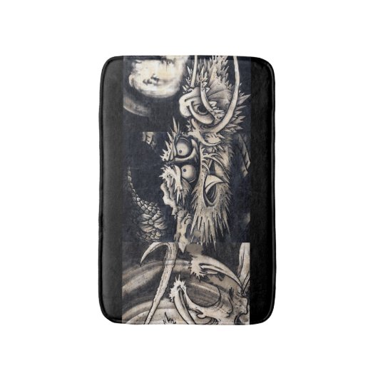 雲 龍 図, 曾 蕭 Dragon mit Cloud, Sumi-e-白 Badematte (Vorderseite Vertikal)