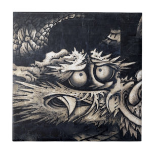 雲 龍 図, 曾 蕭 Dragon mit Cloud, Sumi-e-白 Fliese