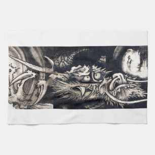 雲 龍 図, 曾 蕭 Dragon mit Cloud, Sumi-e-白 Handtuch