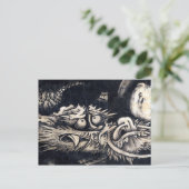 雲 龍 図, 曾 蕭 Dragon mit Cloud, Sumi-e-白 Postkarte (Stehend Vorderseite)