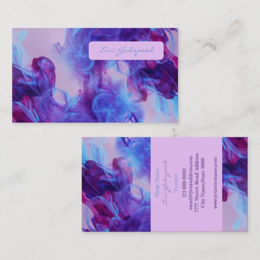 青と紫のスモークデザイン VISITENKARTE (Vorne/Hinten)