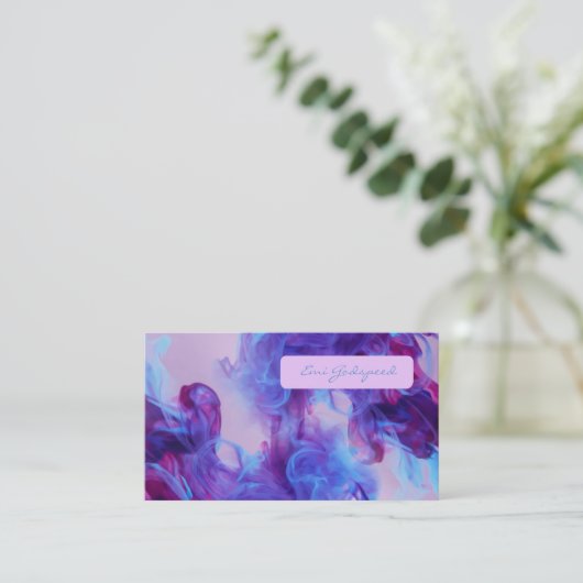 青と紫のスモークデザイン VISITENKARTE (Stehend Vorderseite)