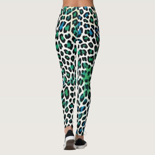 青と緑のヒョウ柄レギンスハイウェストカプリ LEGGINGS (Rückseite)