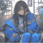 青春のインディゴ/Indigo Youth Seal | 東京娘 GenerartiveAI シール Aufkleber (Vorderseite)