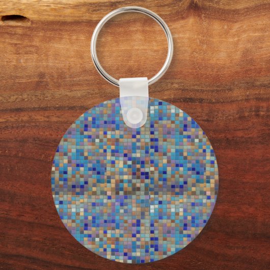 青色中心のモザイク柄 SCHLÜSSELANHÄNGER (Rückseite)