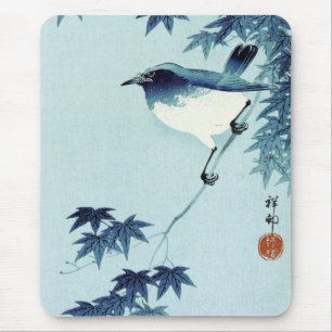 青 い 鳥, 古 Bird in Blue, Koson, Ukiyo-e Mousepad