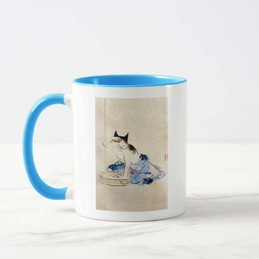 顔を洗う猫, 広重 Katzen-Gesichts-Wäsche, Hiroshige Tasse (Links)