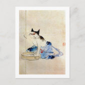 顔 を 洗 猫, 広 重 Cat Face Wash, Hiroshige Postkarte (Vorderseite)