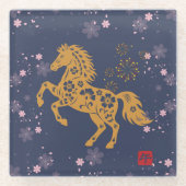 馬と綺麗な桜♡ GLASUNTERSETZER (Vorderseite)