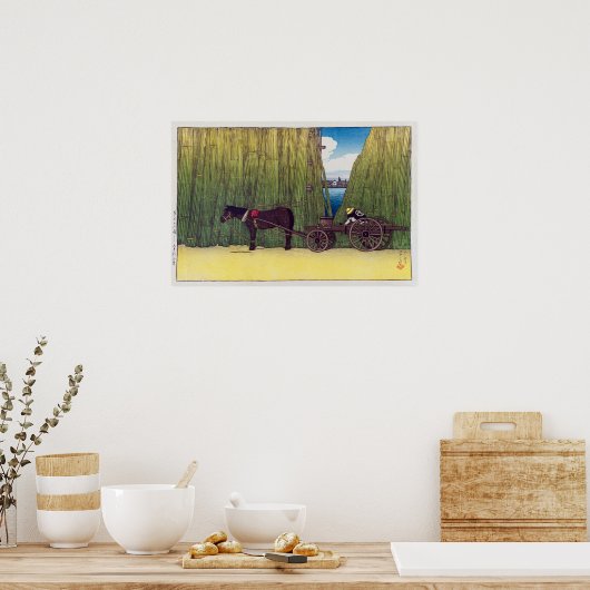 駒 形 岸, Komagata Embankment, Hasui Kawase, Woodcut Poster (Küche)